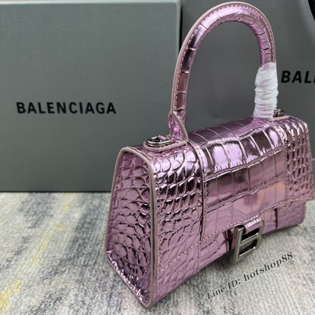 Balenciaga專櫃爆款新色xs號鱷魚紋Hourglass沙漏包 巴黎世家頂級原單手提肩背包 款號：8896 fyj1236